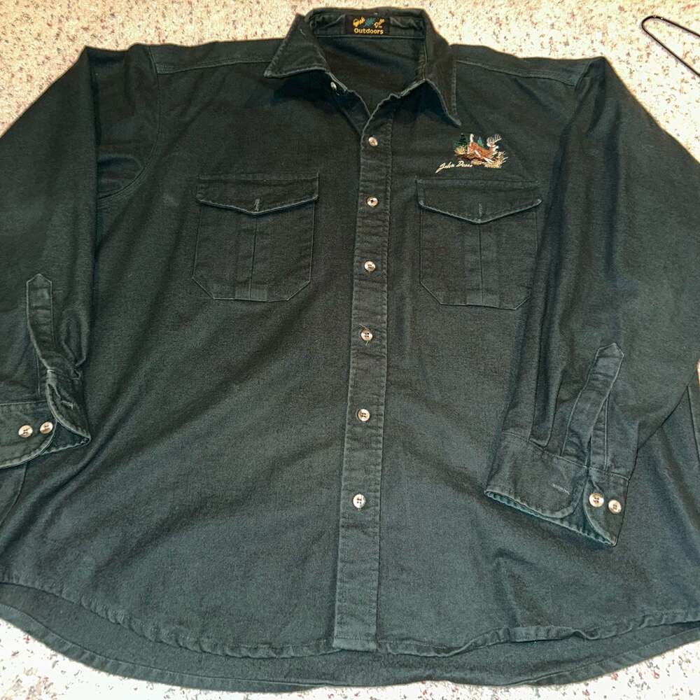 John Deere Embroidered Buck Deer Hunting Long Sleeve Button Down